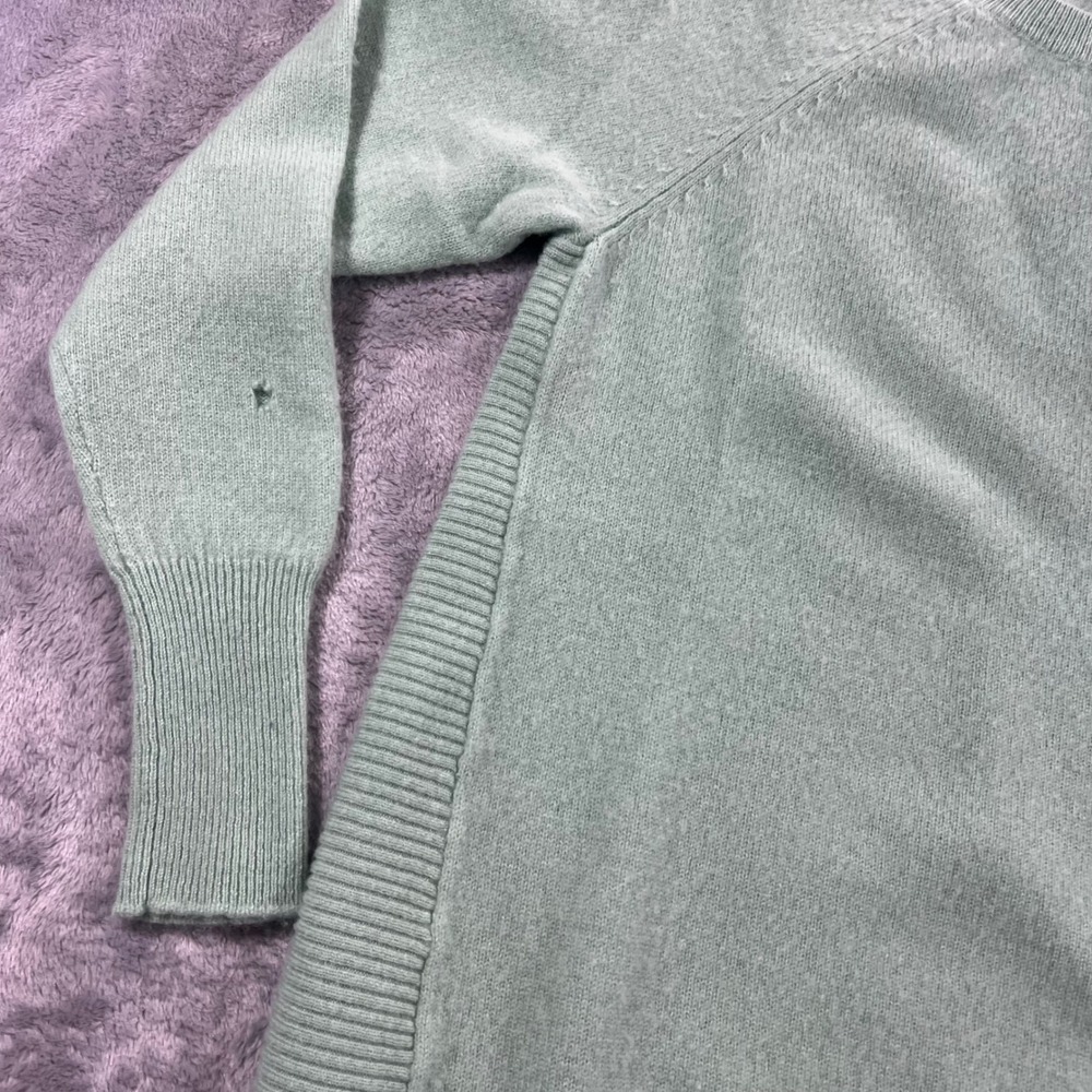 HALOGEN 100 Cashmere Sweater Womens Small Green Fair Back Zip Pullover Cozy - Picture 9 of 16